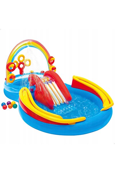 Intex Piscină gonflabilă ovală cu fântână și tobogan 297x193 cm 428 l