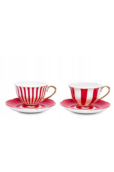 NO BRAND Set 2 căni cu farfurioare 220 ml pentru cafea și ceai, cadou