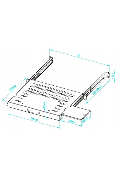 Stalflex Sertar reglabil pentru tastatură și mouse RSR-F2-19-1U-350B-KM