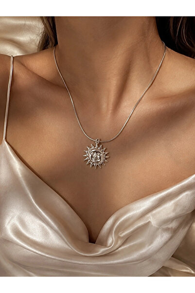 h&b design jewel Steel Silver Sun Necklace