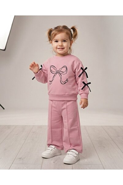 Egelite Girl's Bow Detailed 2-3-4-5 Years Old Stylish 2-Piece Set with Wide-L...