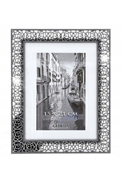 gedeon Ramă foto 15x20 din metal solid, argintiu de lux