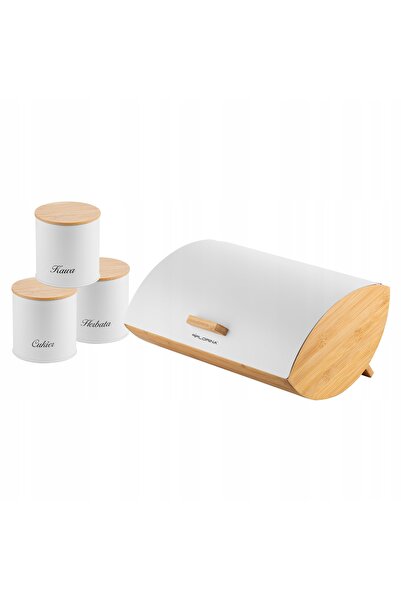 FLORINA Chlebak cu recipiente Elegant 4 el. stal cafea albă ceai