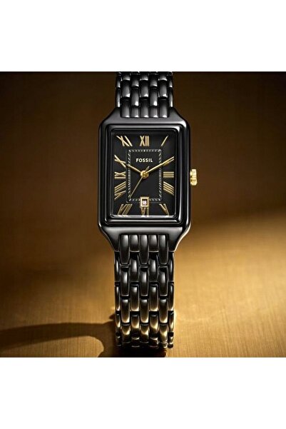 Fossil ES5385 RAQUEL CEAS DE DAMĂ ELEGANT RETRO DRECTANGULAR CU DATĂ NEGRU 23mm