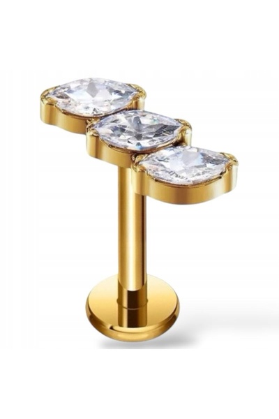 NO BRAND PIERCING cercei LABRET din aur cu zirconii în formă de lacrimă HELIX...