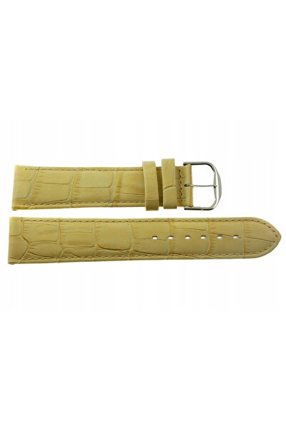 NO BRAND Curea REDA 22mm, model crocodil, bej, cu cusături bej.