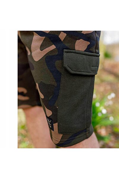 Fox Pantaloni scurți de pescuit pentru bărbați, camuflaj, jogger, mărimea L.