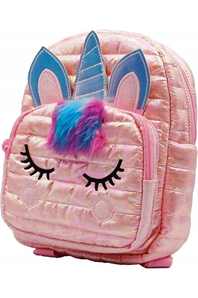 Stnux Rucsac unicorn pufos roz cu 2 compartimente toysinn