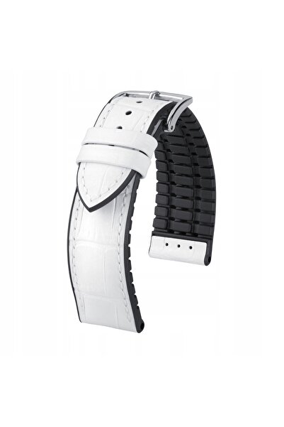 NO BRAND HIRSCH Paul M - 18mm - Alb/Negru - Curea de ceas din piele și cauciuc