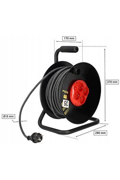 NO BRAND Cablu prelungitor 35m, pe tambur, cu 3x1,5 mm²
