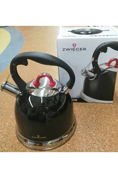 NO BRAND ZWIEGER VERON Ceainic 2.5 l / negru / cu fluier / pentru gaz și indu...