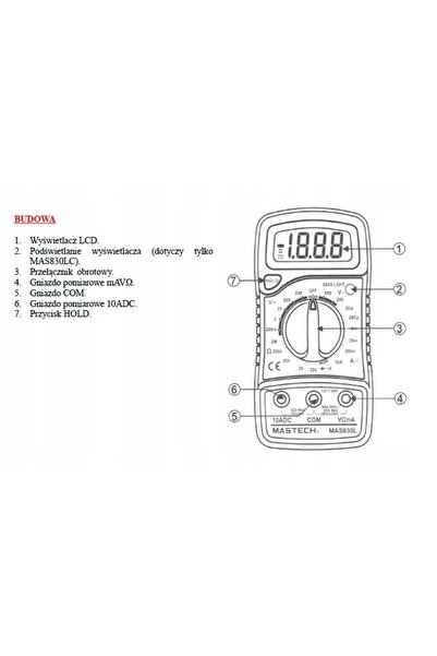 NO BRAND multimetru MASTECH MAS830C [V, A, ohm, diodă, continuitate circuit]
