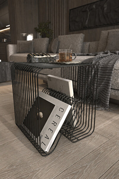 boz concept home Μεταλλικό Βοηθητικό Τραπέζι Space Age με Θήκη για Περιοδικά ...