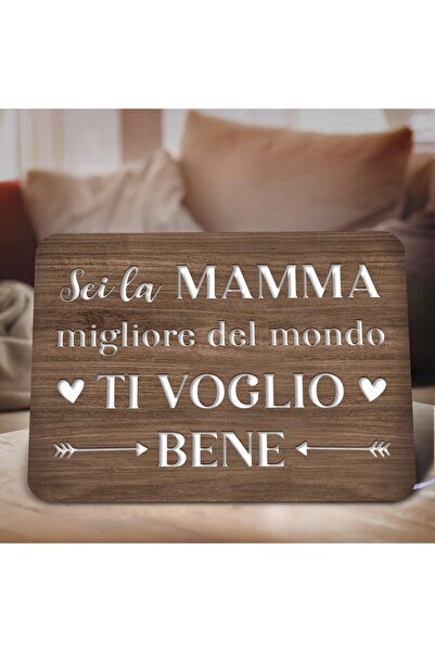 NO BRAND Placă din lemn cu lumină LED, cadou pentru Mama 22x16 cm
