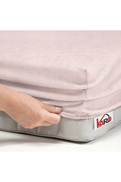 NO BRAND Cearșaf de pat din frotir cu elastic 120x200 roz pudră 064 grosime 2...