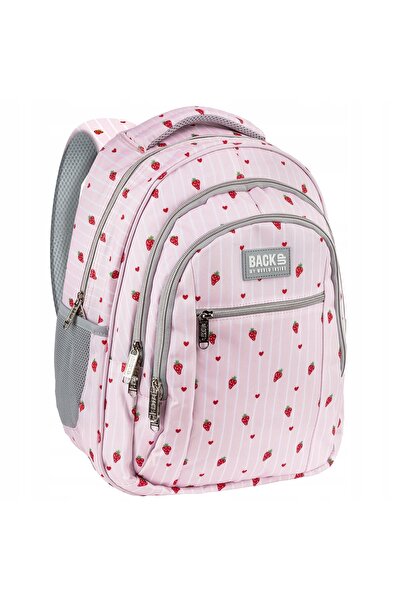 NO BRAND Rucsac școlar roz cu inimioare „Pink Love”, trei compartimente, Derform
