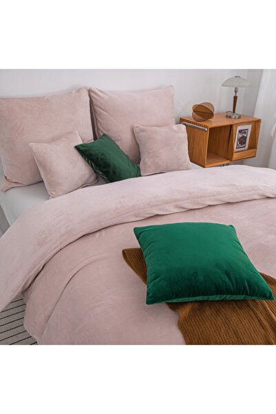 NO BRAND Lenjerie de pat roz 160x200, din fleece polar plușat, gros, călduros...