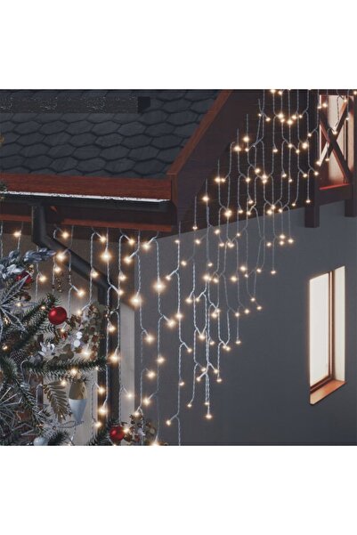 NO BRAND PERDEA LUMINOSĂ LED 10M 400 LED-URII ALB CALD 8 MODURI USB DE EXTERIOR