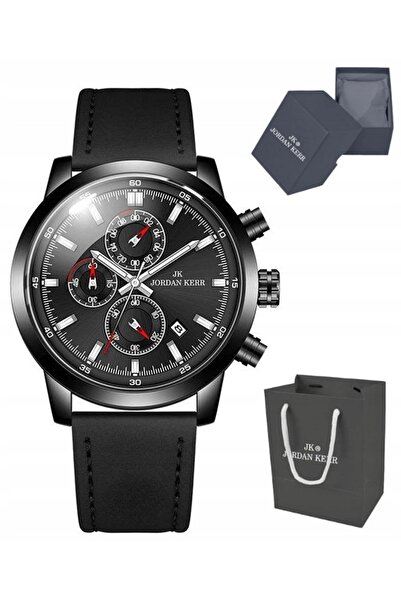 JORDAN KERR Ceas clasic negru cronograf pentru bărbați L1076 IPB CTCP 44 mm