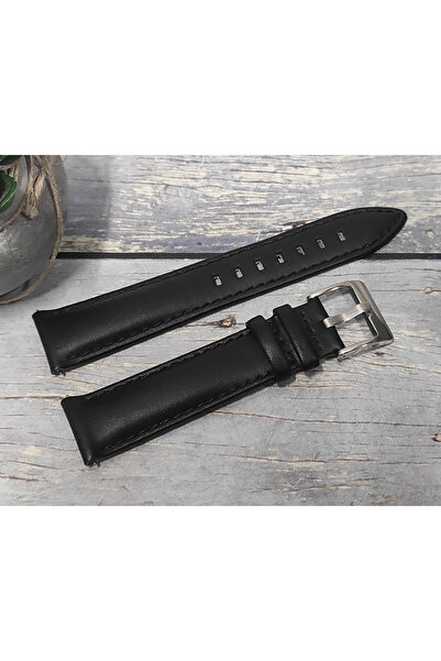 NO BRAND CUREA DE CEAS DIN PIELE NEAGRĂ NETEDĂ MATĂ 20 mm DILOY 330.20.1