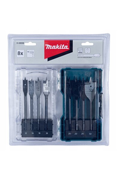 Makita Set de burghie tip lopată pentru prelucrarea lemnului, 8 bucăți 12-32m...