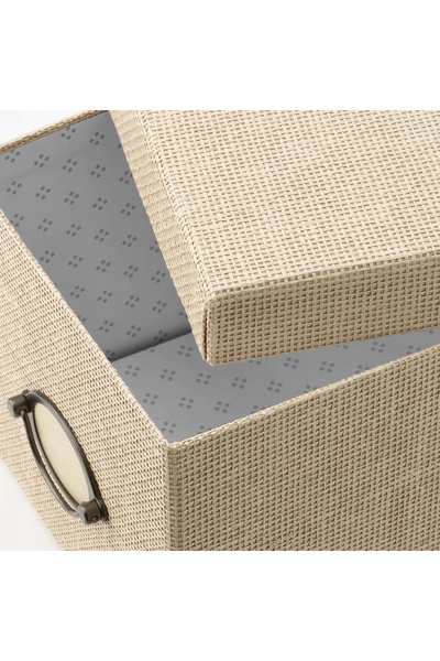 NO BRAND IKEA KVARNVIK Cutie cu capac, bej, 18x25x15 cm, set de 4 bucăți