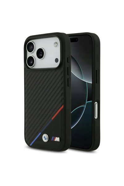 BMW Husă M Carbon Tricolor Line MagSafe pentru iPhone 17 Pro negru