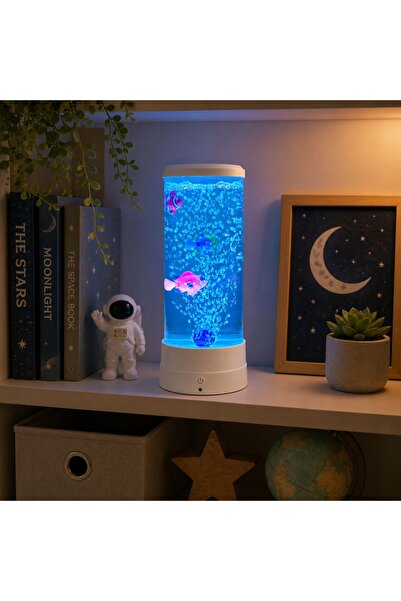 NO BRAND Lampa de noapte decorativă LED RGB cu acvariu și peștișori, 16 culor...