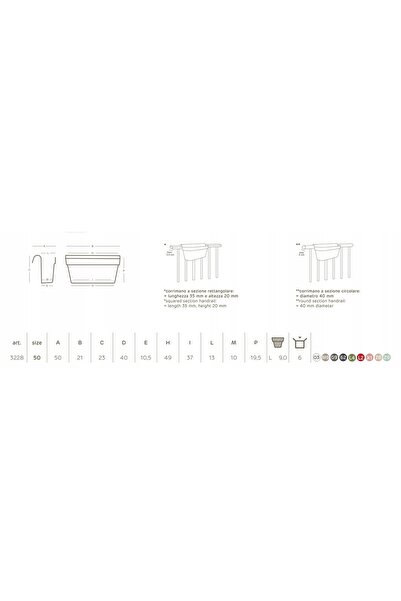 NO BRAND Jardinieră suspendată din nisip italian Premium RISE UP 50x23cm Pent...