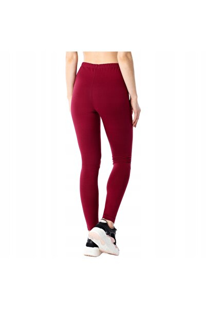 NO BRAND Colanți de damă lungi din bumbac bio BLV50-183 Bordo S
