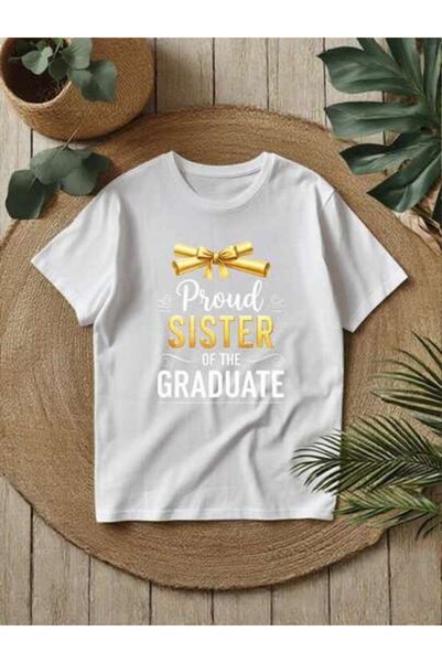 25W تي شيرت برسومات "Proud Sister Of A Graduate" للجنسين، فضفاض ومناسب للاحتف...
