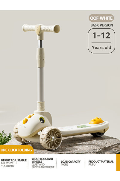 Vitakit Foldable Kids Scooter with Seat, Anti-Rollover Wide Wheels
