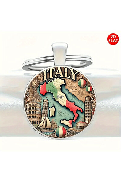 Choice 1pc 2D Flat Italy Map Metal Keychain, Durable Iron Zinc Alloy Colorful...