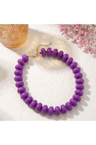 Choice7 Purple 1pc Bohemian Fashion Casual Dopamine Acrylic Bead Necklace Cha...