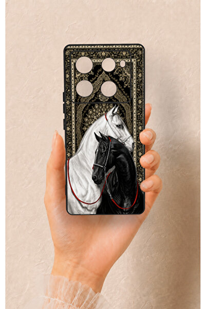 Vip Case İnfinix Note 40 Pro Uyumlu Asil Sevgili Atlar Desenli Silikon Kılıf
