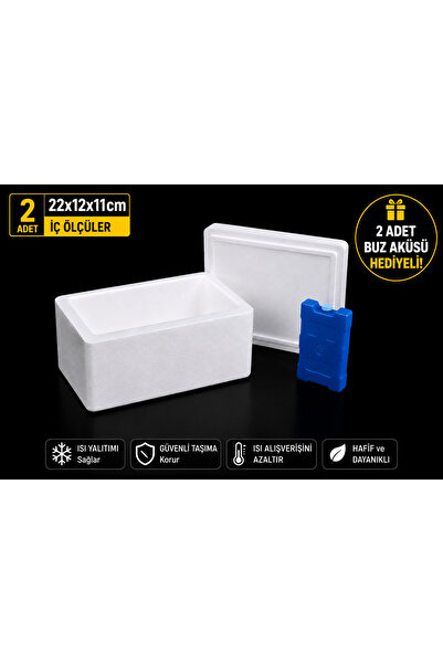 Alovia Strafor Kutu 22x12x11 cm Köpük Kutu EPS Soğuk Taşıma ve Paketleme Kutu...