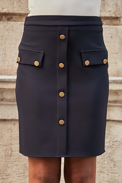 Jument Women's High Waist Pocket Covered Buttoned Above Knee Stretchy Premium...