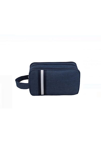 OEM Trusă cosmetică din denim cu dungă albă, 3 compartimente, pentru bărbați,...
