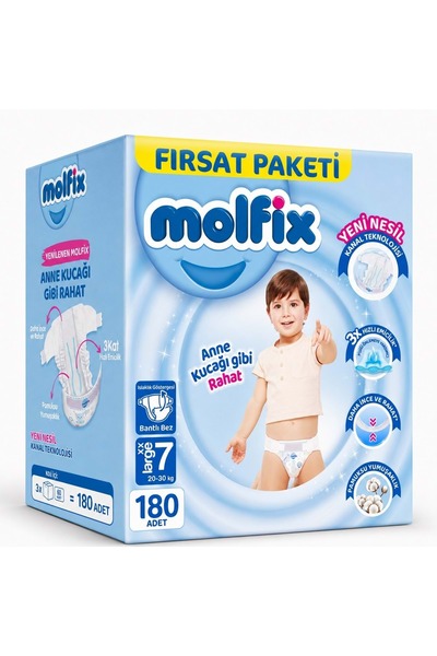 Molfix Bebek Bezi 7 Beden 20-30 KG XX Large 180 Adet Ekstra Fırsat Pk