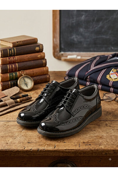 nuh kids Black Rubber Laced Boys' Classic Shoes
