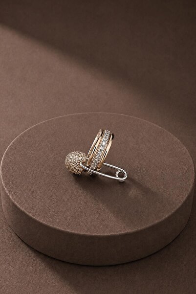 New Obsessions 3'lü Çengelli İğne Detaylı Kıkırdak Cuff Küpe