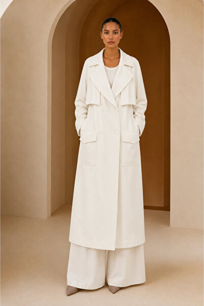 nazzain Ecru Buttoned Cashmere Coat