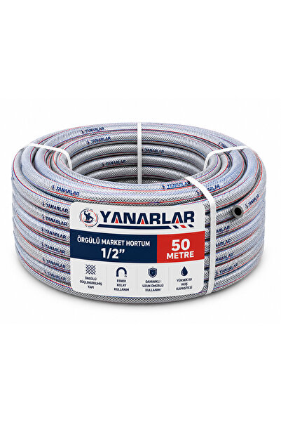 YANARLAR Örgülü Market Hortum 1/2" – 50 Metre | Esnek ve Dayanıklı Sulama Hor...