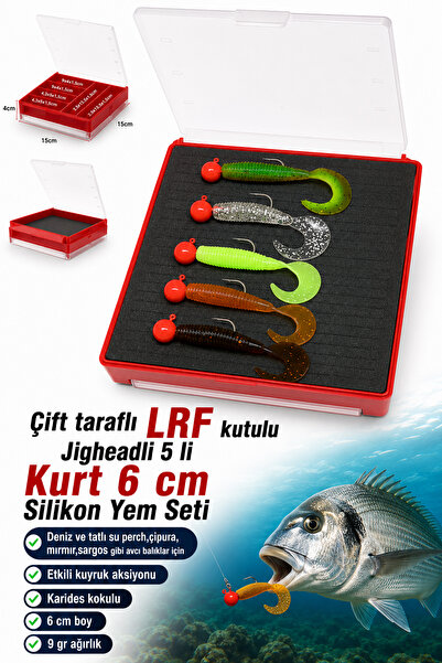 sr sazanrig Devil Kurt 6 cm Perch,Çupra Yem Seti Çift Taraflı LRF Kutulu 5 ad...