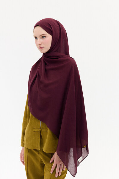cs camellia scarf Jakar Rami Shawl with Baklava Pattern - Burgundy