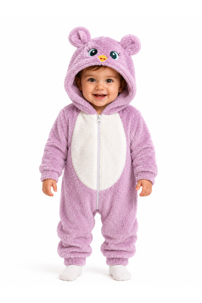 Chicsy Baby Girl Boy Baby Welsoft Plush Jumpsuit Hooded Zippered Winter Baby ...