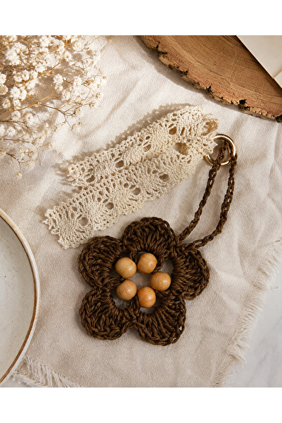 Talinhandmade Handmade Paper String Flower Charm and Keychain – with Wooden B...