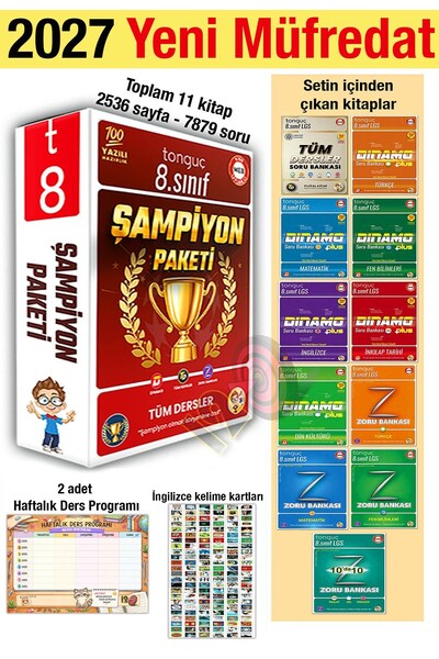 Tonguç Yayınları 8. Sınıf Şampiyon Paketi 2027 Tüm Dersler Zoru Dinamo Yeni M...