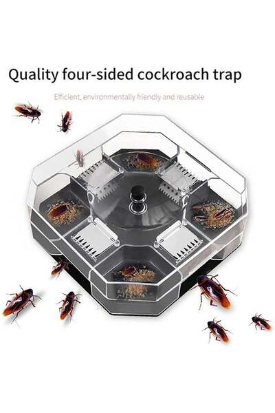 Generic Quality Four-Sided Cockroach Trap Box - Reusable Roach Catcher Insect...