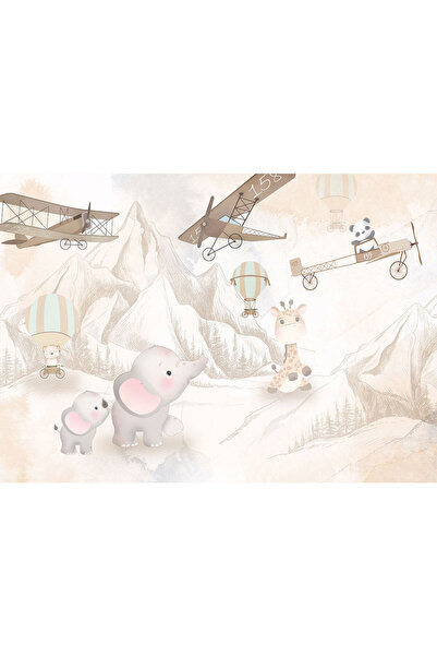 VIODESIGN Fototapet Copii, autoadeziv, Munti Animale, multicolor,200x300 cm C...